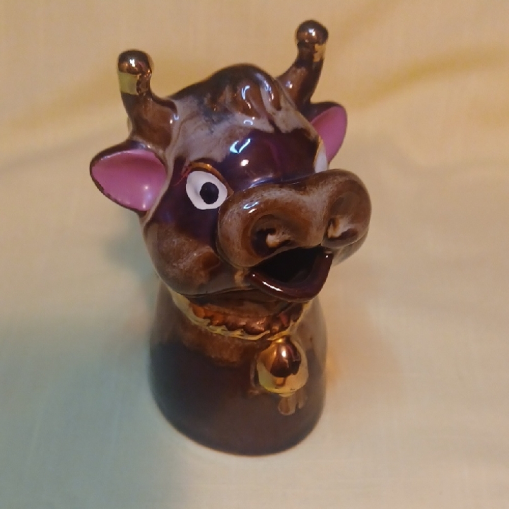 Vintage Brown Ceramic Cow Creamer Japan